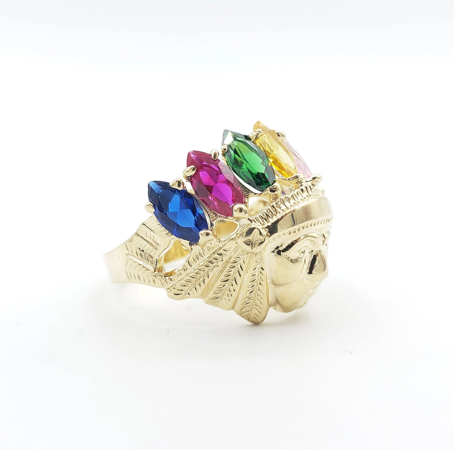 Indian Chief Head Ring (Yellow Gold)